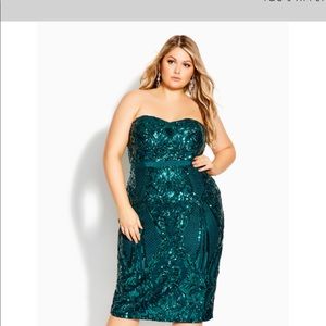 City Chic emerald sequins dress.